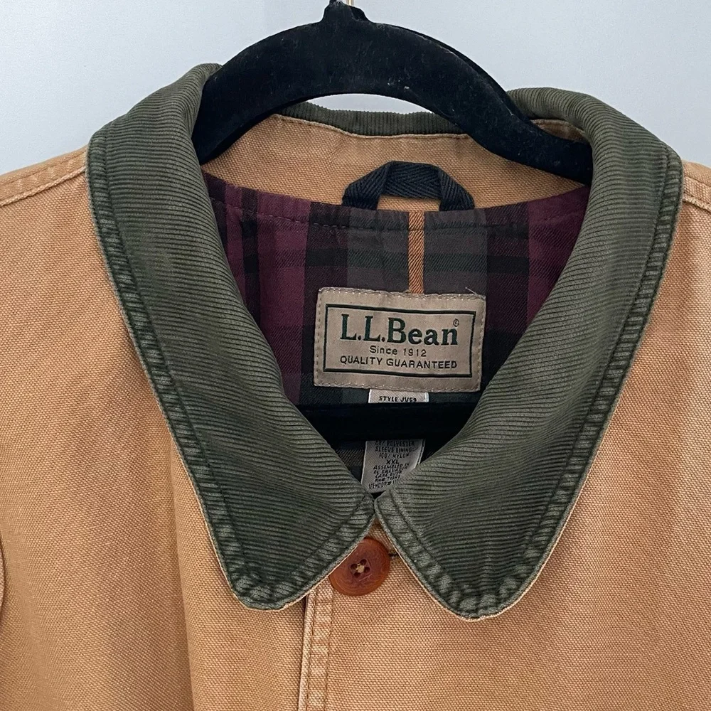 LL Bean Original Field Coat Flannel Cotton-Lined Chore Jacket Barn Canvas